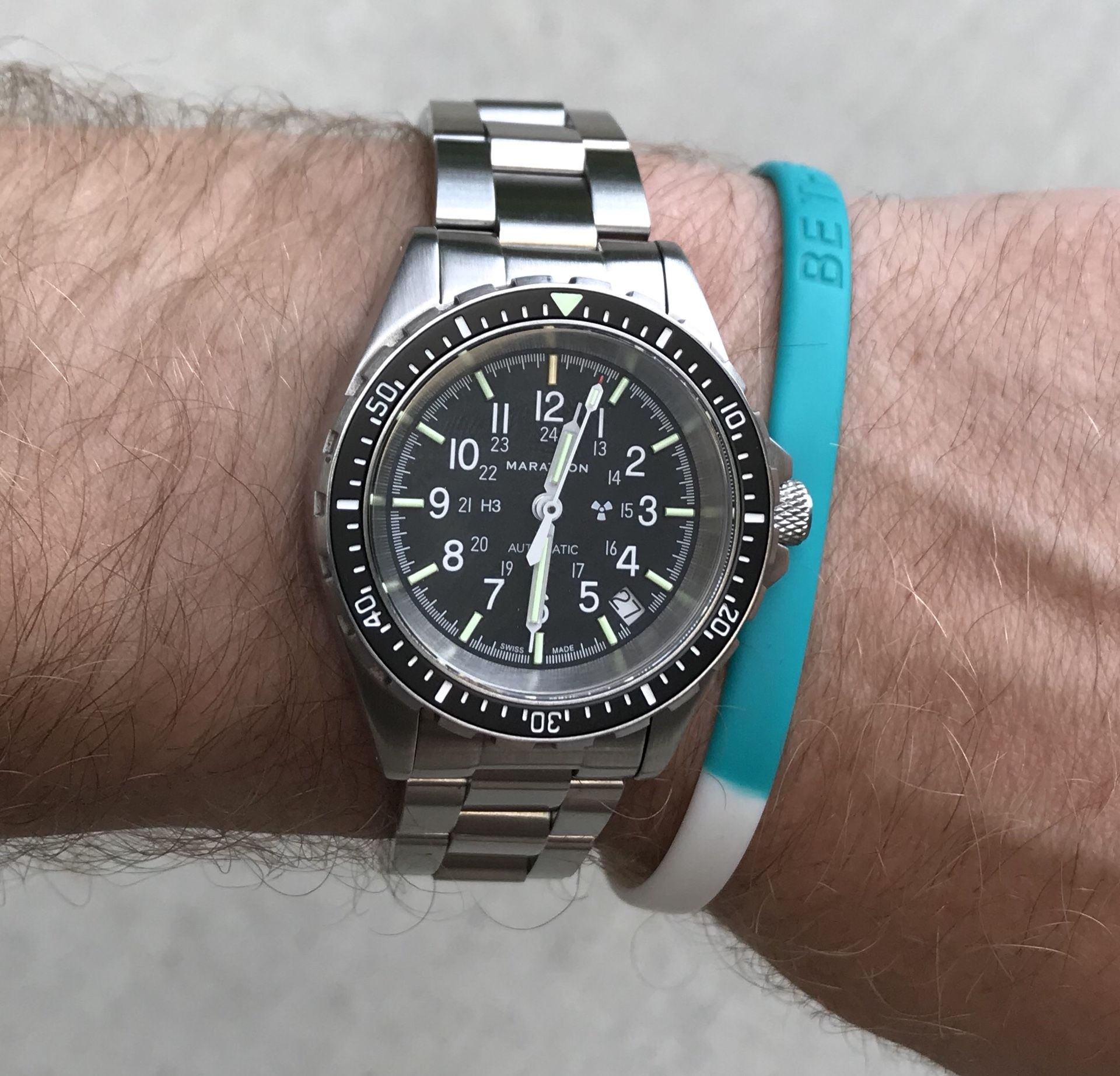 Marathon GSAR Automatic Swiss Dive Watch Size Medium WW194026 Steel & Rubber Bracelet Men's Watch