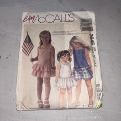 McCalls 3645 - Girls Dress - Drop Waist - Sundress - Easy - UNCUT - 80s Vintage Sewing Pattern