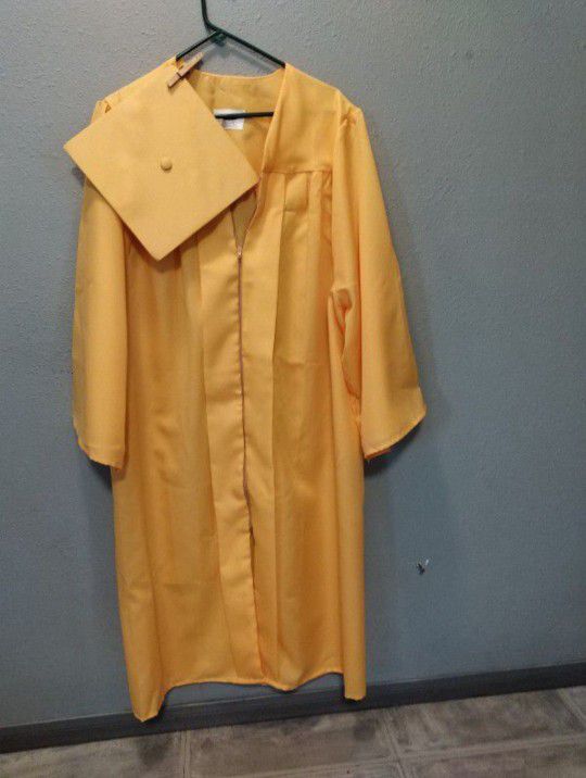 Yellow Graduation Gown & Cap