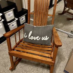 Solid Wood Rocking Chair - Handmade, Mint Condition, With Pillow