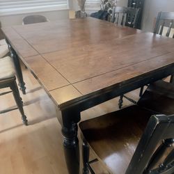 Pub  Height Dining Table W/ 6 Chairs And Hideaway Leaf