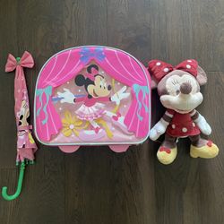 Disney Minnie Mouse Suitcase/Umbrella/plush
