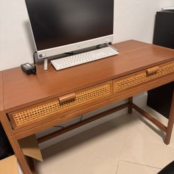 Desk With 2 Drawers - Rattan Style