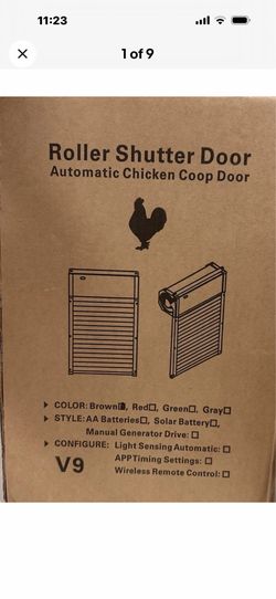 Brown V9 Roller Shutter Automatic Chicken Coop Door Automatic, No Remote,