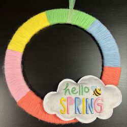 Spritz Yarn Wrapped Easter Wreath - Hello Spring 13.5”