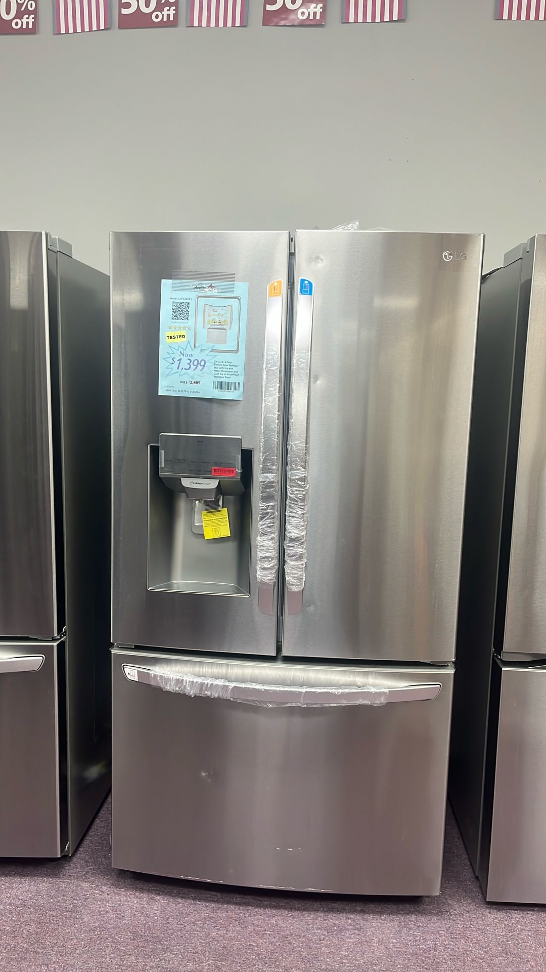 Refrigerator Stainless Steel 36” New Open Box 1 Year Warranty. Free Delivery