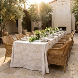 Large Leaf Poly Print Fabric Round Table Linen Mantel Manteles Fiesta 