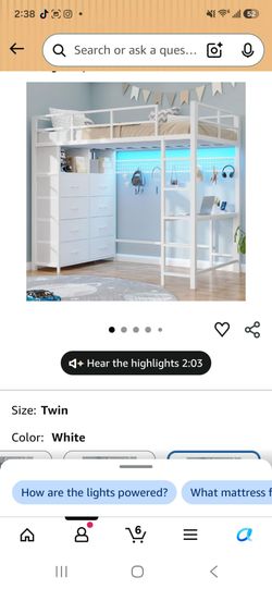 Twin loft bed. Mattress not included