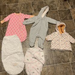 Baby Girl Swaddles, Sleep Sac and Coat