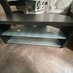 TV Stand with Frosted Glass Shelves