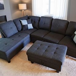 New Sectional + Storage Ottoman  — Left or Right Chaise — Delivery Available  