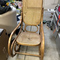 Mid Century Modern Bentwood and Cane Rocking Chair - VINTAGE