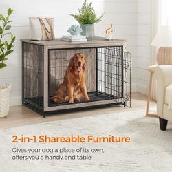 Dog Crate Furniture, Side End Table, Modern Kennel for Dogs Indoor up to 80 lb, Heavy-Duty Dog Cage with Multi-Purpose Removable Tray, Double-Door Dog