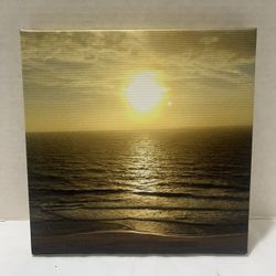 BEAUTIFUL SUNSET SUN WITH CLOUDS SEA HOME DECOR ART PRINT PREMIUM CANVAS 8”x8”