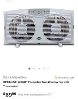 Optimus F-5286 Twin Window Fan with Thermostat