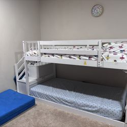 White Bunk Bed With Stairs