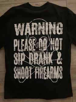 Black Graphic Warning Skull T-Shirt