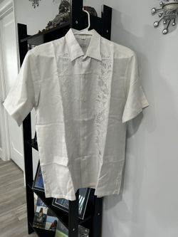 Principe collection polyester and linen men's white shirt.