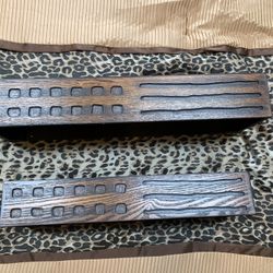 Set Of 2 Brown Wood Aztec Floating Shelves