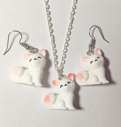 $8 For Set , $5 For Earrings, $4 For Necklace Cute Fox Dog Homemade