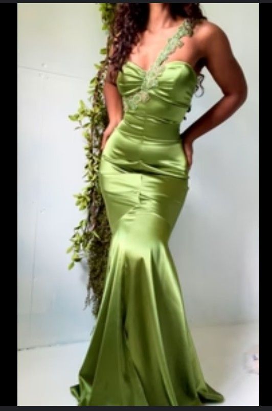 Green Satin Gown