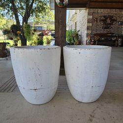 XL Rustic White Clay Pots, Planters, Plants. Pottery, Talavera $150 cada una