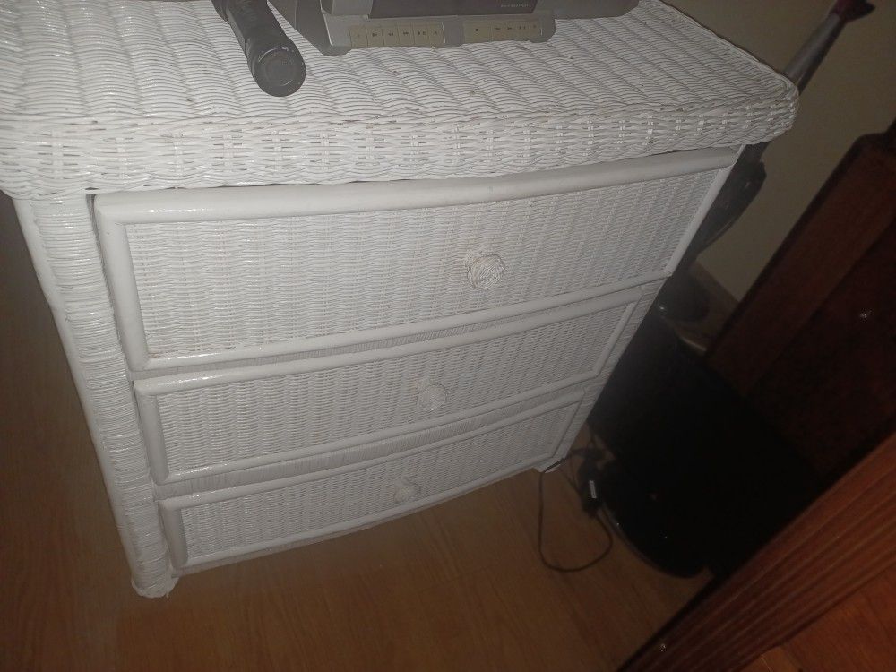White Wicker Dresser