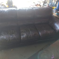 Set Of Brown Leather Couches One Smaller one Bigger