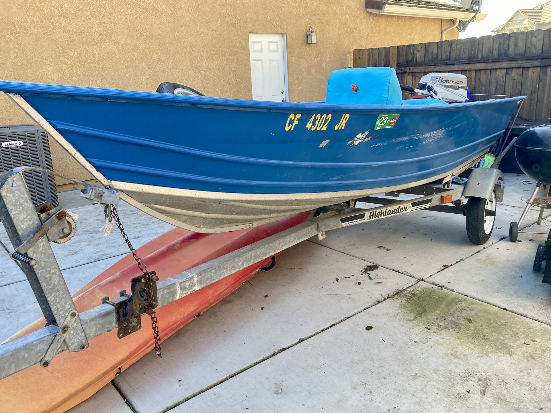 12’ Aluminum Trailered Boat with 8hp Motor