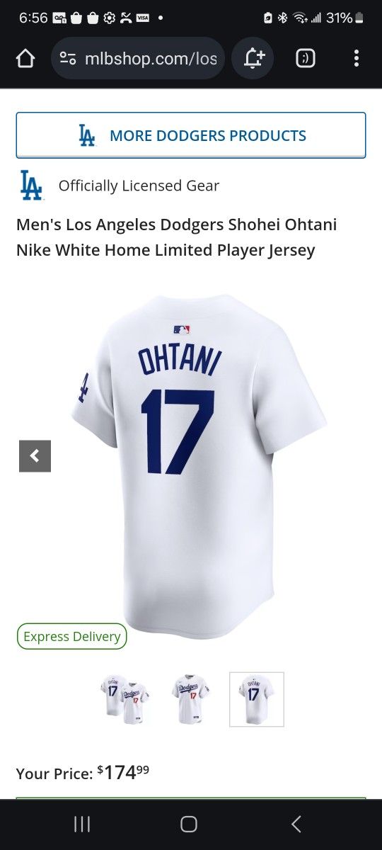 Men's Los Angeles Dodgers Shohei Ohtani Nike White Home Limited Player Jersey

