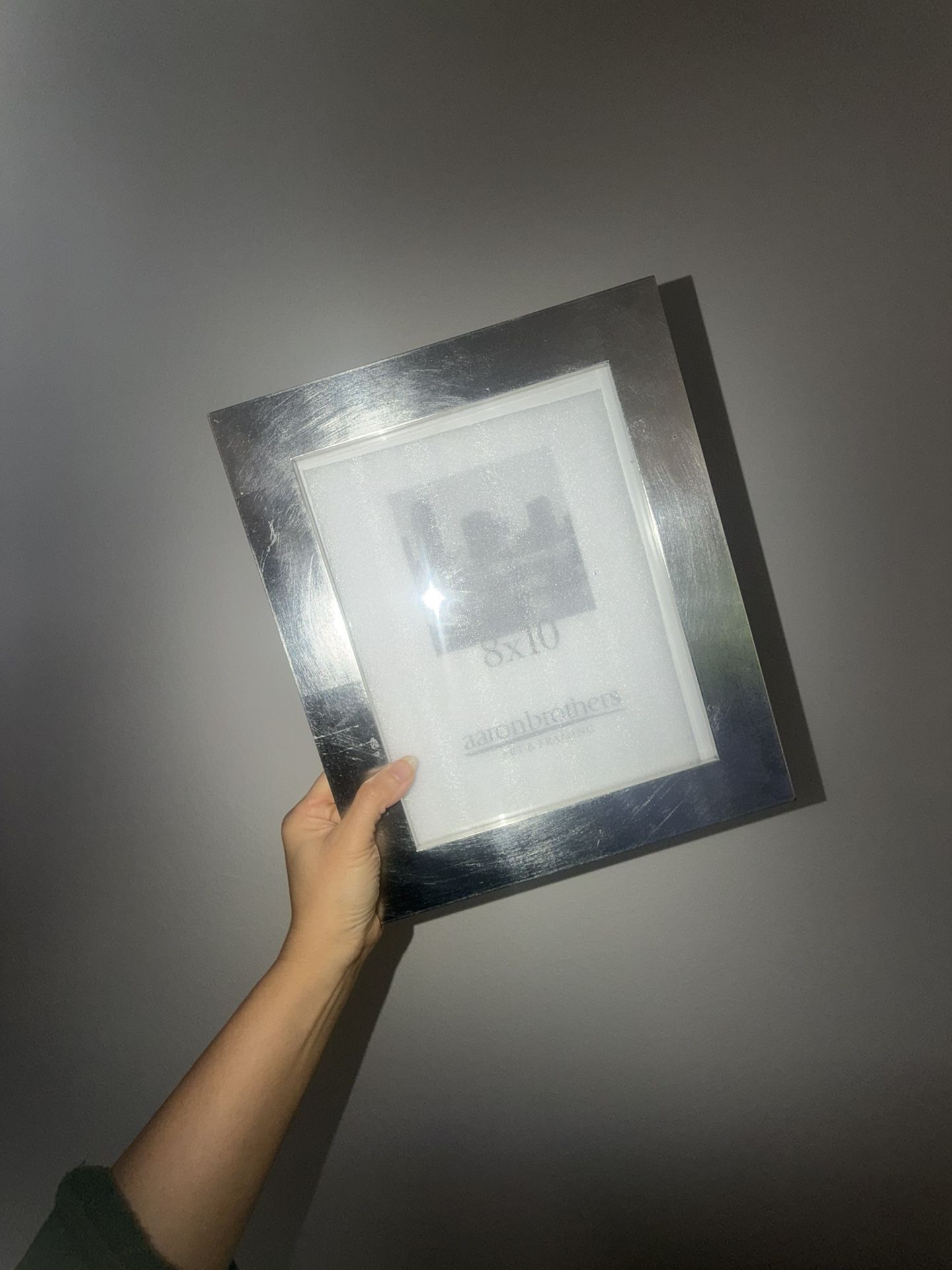 Chrome 8x10 Picture Minimalist Frame Modern Brushed Metal Patina Look Silver Wall Tabletop Contemporary