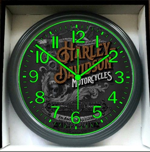 Harley Davidson Motorcycle Garage Shop Glow In The Dark Wall Clock New
