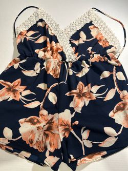 Women's Size L Jumpsuit with Floral Lace Details Size large