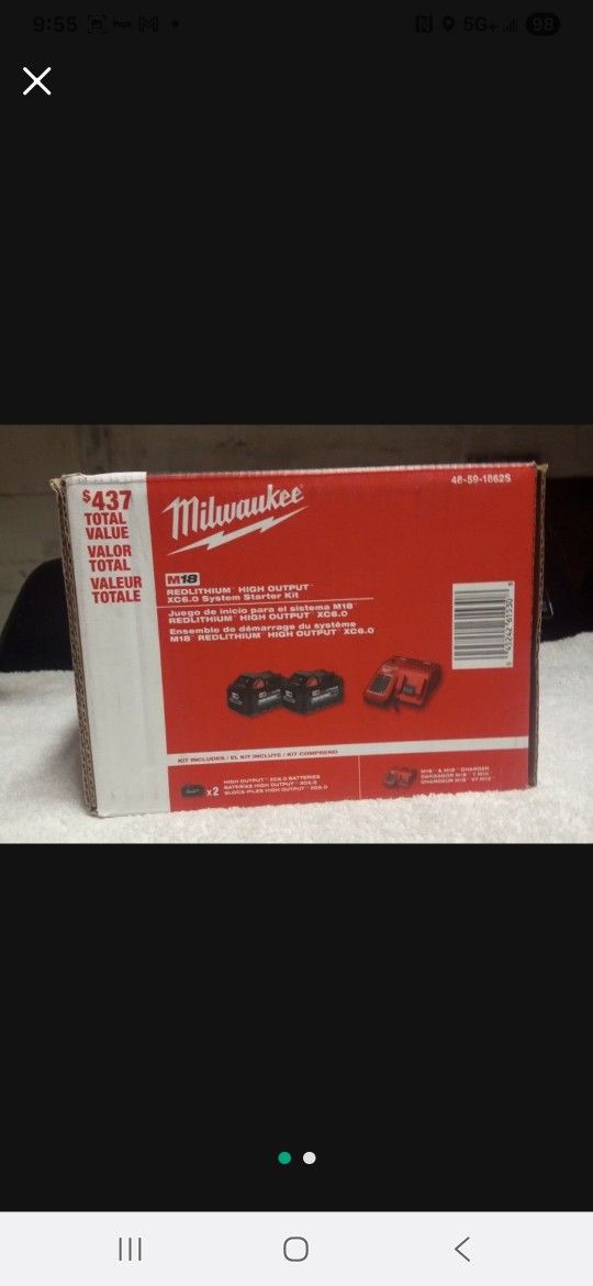 MILWAUKEE BATTERY KIT/ 2 BATTERY 6.0AH WITH CHARGER/ BRAND NEW For $225 OBO