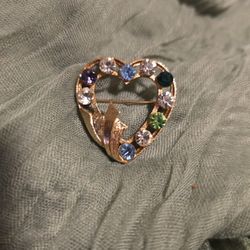 Vintage 12k Gold Filled Heart Brooch