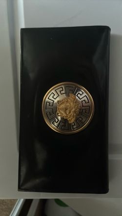 Versace Medusa Black Patent Leather Clutch Wallet