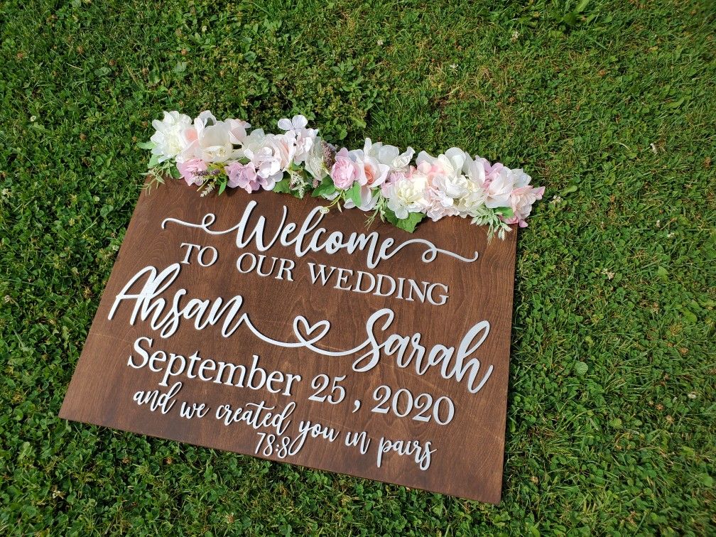 Personalized Wedding Dark Walnut Stained