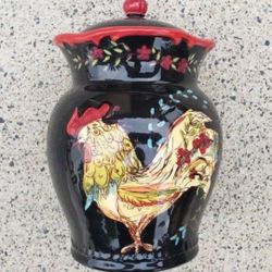 Rare Provence Rooster April Cornell 8" Kitchen Canister/ Jar Nice!