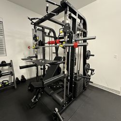 Smith Machine 300 | Adjustable Bench | 245lb Cast Iron Olympic Weights | 7ft Olympic Bar | Fitness | Gym Equipment | FREE DELIVERY/INSTALLTION 🚚 
