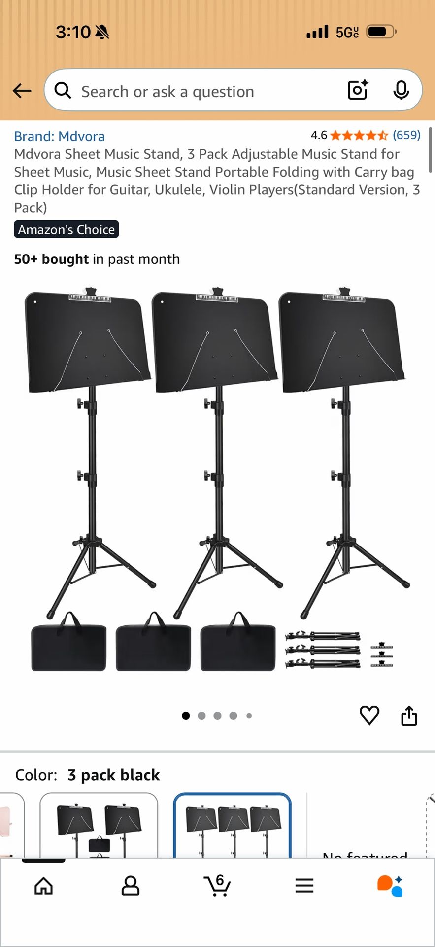 Mdvora Sheet Music Stand, 3 Pack Adjustable Music Stand for Sheet Music, Music Sheet Stand Portable Folding with Carry bag Clip Holder for Guitar, Uku