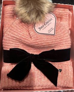 Juicy Couture Pink Knit Hat and Scarf Set