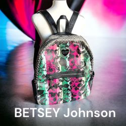 BETSEY Johnson l Full-size l Leather Backpack l Vibrant Floral & Polka Dotted