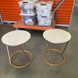 Marble top and gold end tables