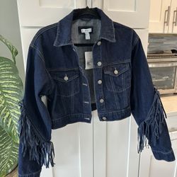 Fringe-Trim Denim Jacket
