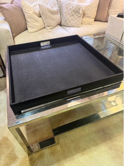 Z Gallerie Oversized Black Faux Leather Decorative Tray, 30x30
