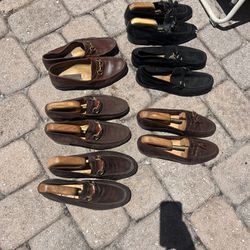 6 Pair Of Mens Shoes, 2 Gucci, Size 10.5”