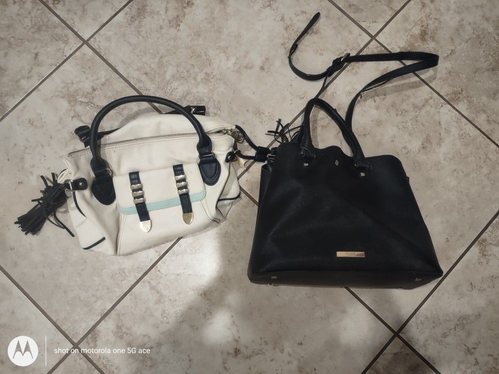 2 Brand Name Leather Purses. White Steve Madden And Black Dune Of London