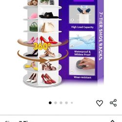 7 Tier Rotating Shoe Rack, 360° Revolving Free Standing Shoe Organizer, Multifunctional Storage Revolving Shoe Rack Tower, Spinning Shoe Display Lazy 