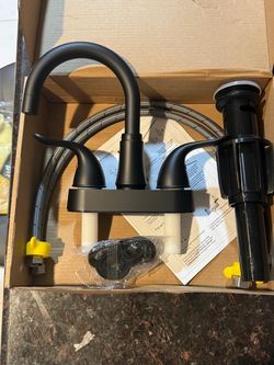 Bathroom Sink Faucet 2 or 3 Hole Matte Black Centerset 4 Inch Bathroom Faucet 2 Handle Plating Over ABS Plastic Non-Metallic Lavatory Bathroom Faucet