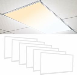 6-Pack 2x4 LED Flat Panel Light Drop Ceiling, 30/40/50W Selectable 2 x 4 FT, 0-10V Dimmable, 3000K 4000K 5000K Switchable, 5500LM, 100-277V, ETL Liste